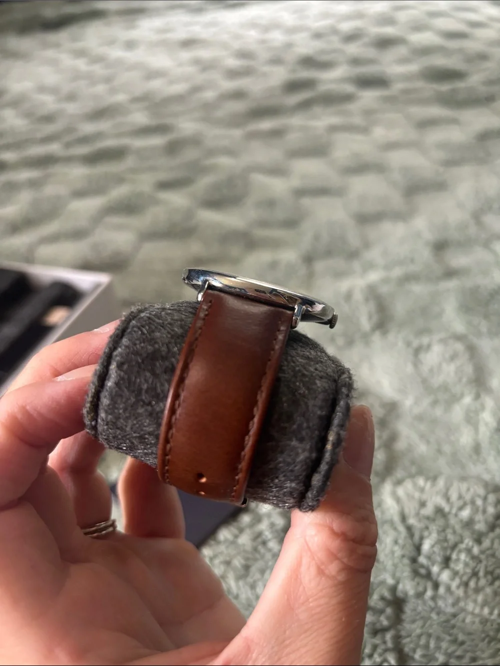 Nordgreen | Minimalist Silver Dial Watch with Brown Leather Strap - Picture 6 of 7